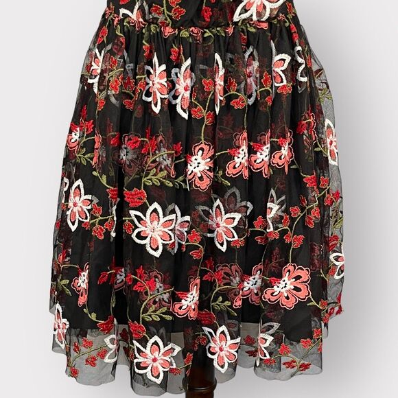 BCBGeneration One Shoulder Mini Dress Women Size 8 Multi Floral Embroidered Mesh - Picture 5 of 13